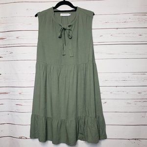 Petal & Pup Olive Green Sleeveless Tie-Neck Midi Dress